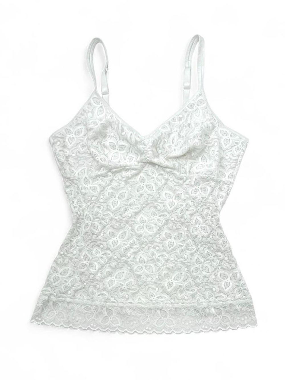 Y2K 2000s White Sheer Lace Cami Tank Top by Bali